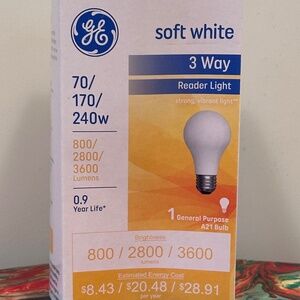 Old Style - GE - 3 Way - 70/170/240 Watt - Soft White "Reader" - Light Bulb